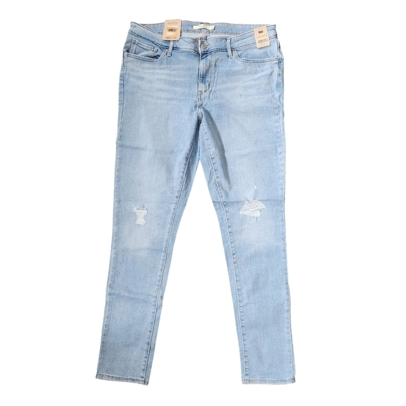 Levi's 711 Skinny Jeans Mid Rise Distressed Ripped Light Wash 32x30 - Picture 1 of 11